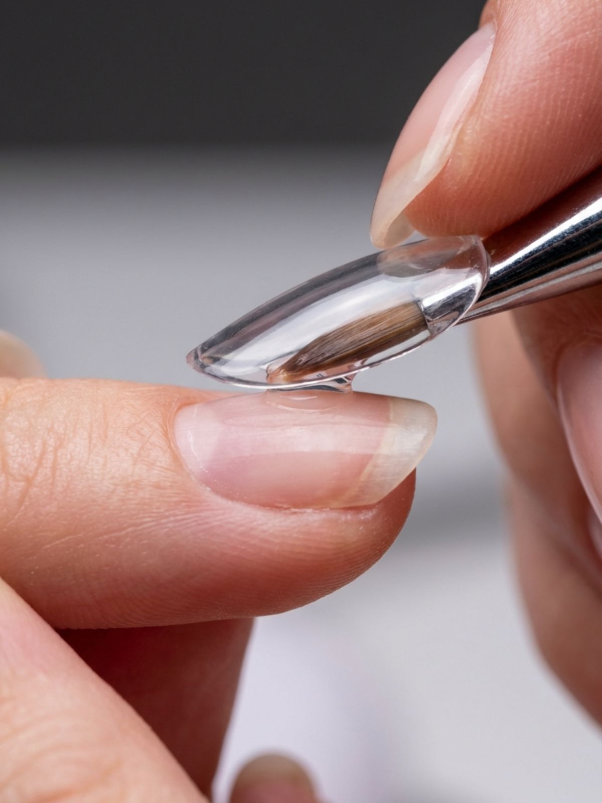 45-degree-angle-press-on-application Common Mistakes When Using Press-On Nails - Applying the nail at a 45-degree angle ensures air bubbles are pushed out for a secure bond.