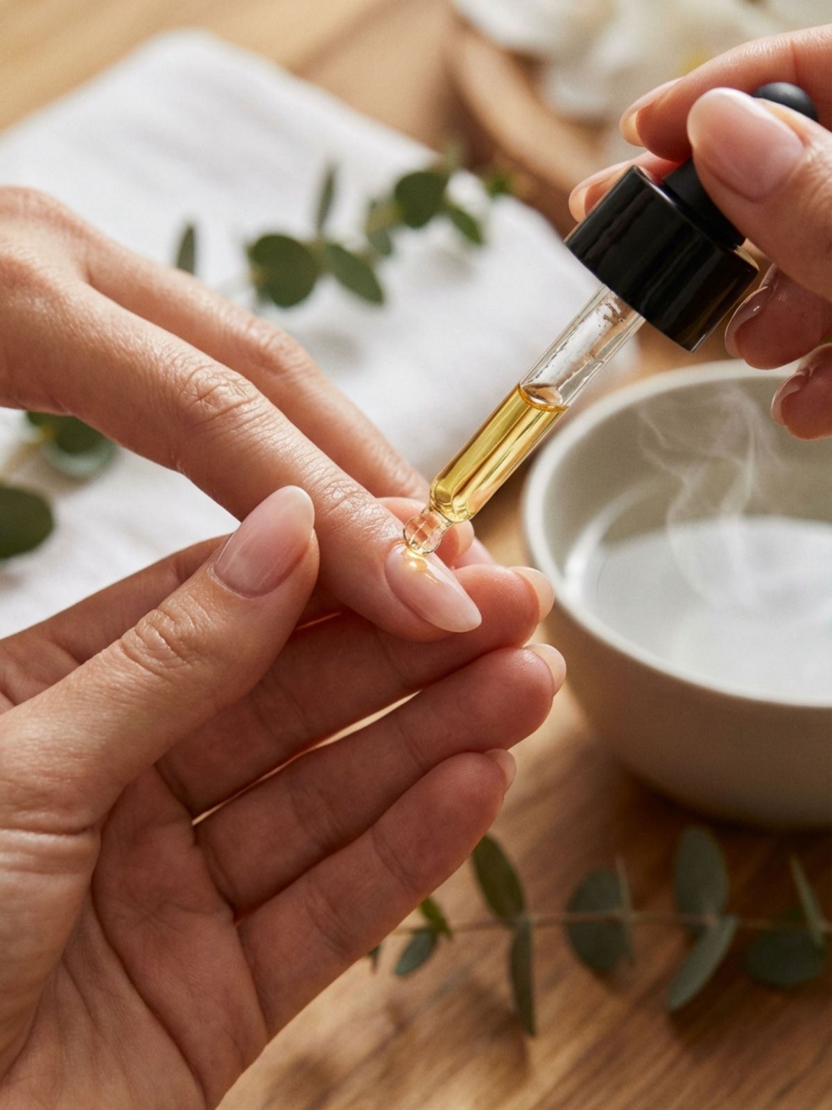 applying-cuticle-oil-maintenance Common Mistakes When Using Press-On Nails - Daily hydration with cuticle oil keeps the soft gel flexible and the surrounding skin healthy.