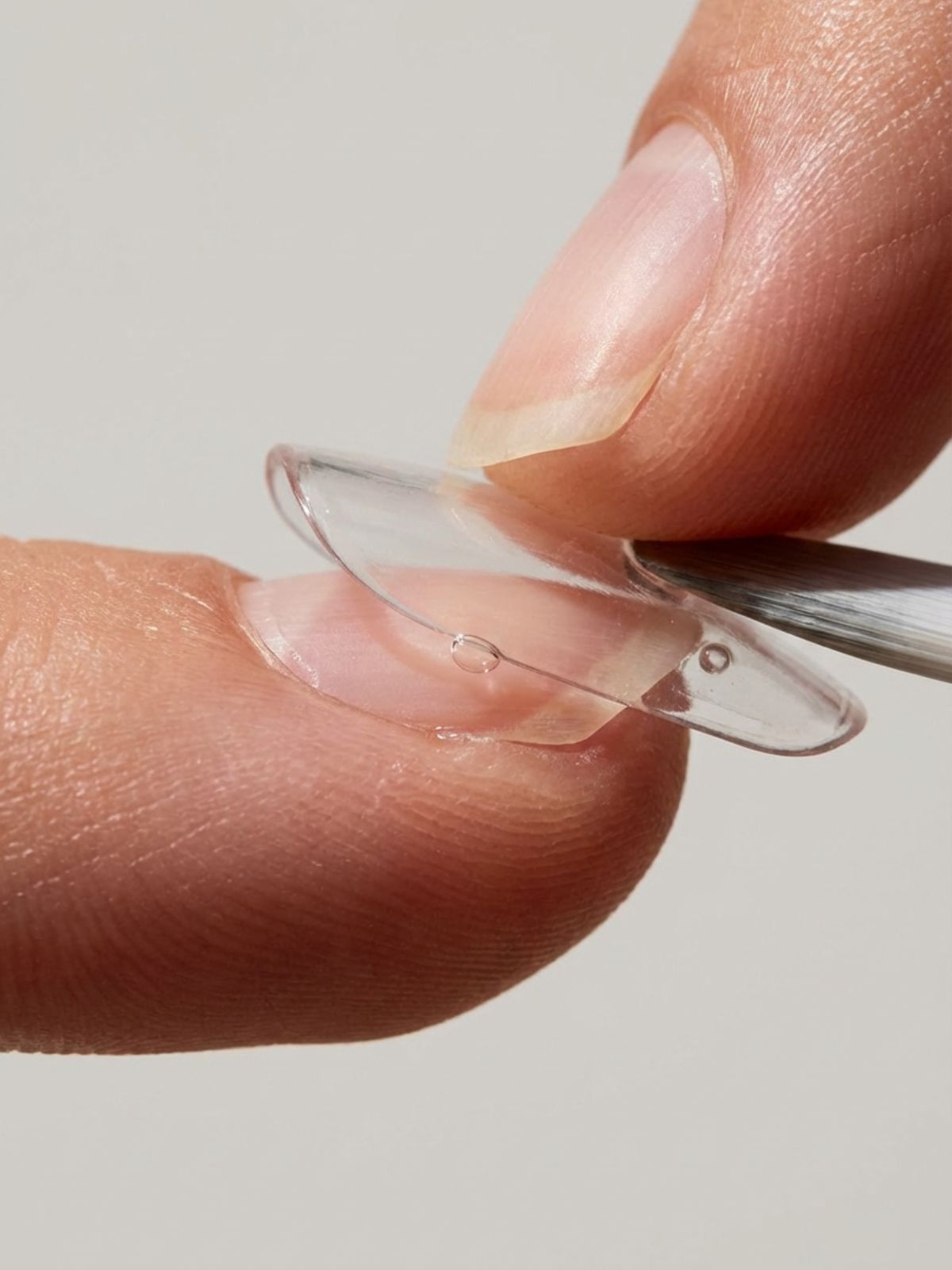 applying-press-on-nails-angle How to Store Press-On Nails - Applying the nail at a 45-degree angle pushes out air pockets, ensuring a secure and invisible bond.