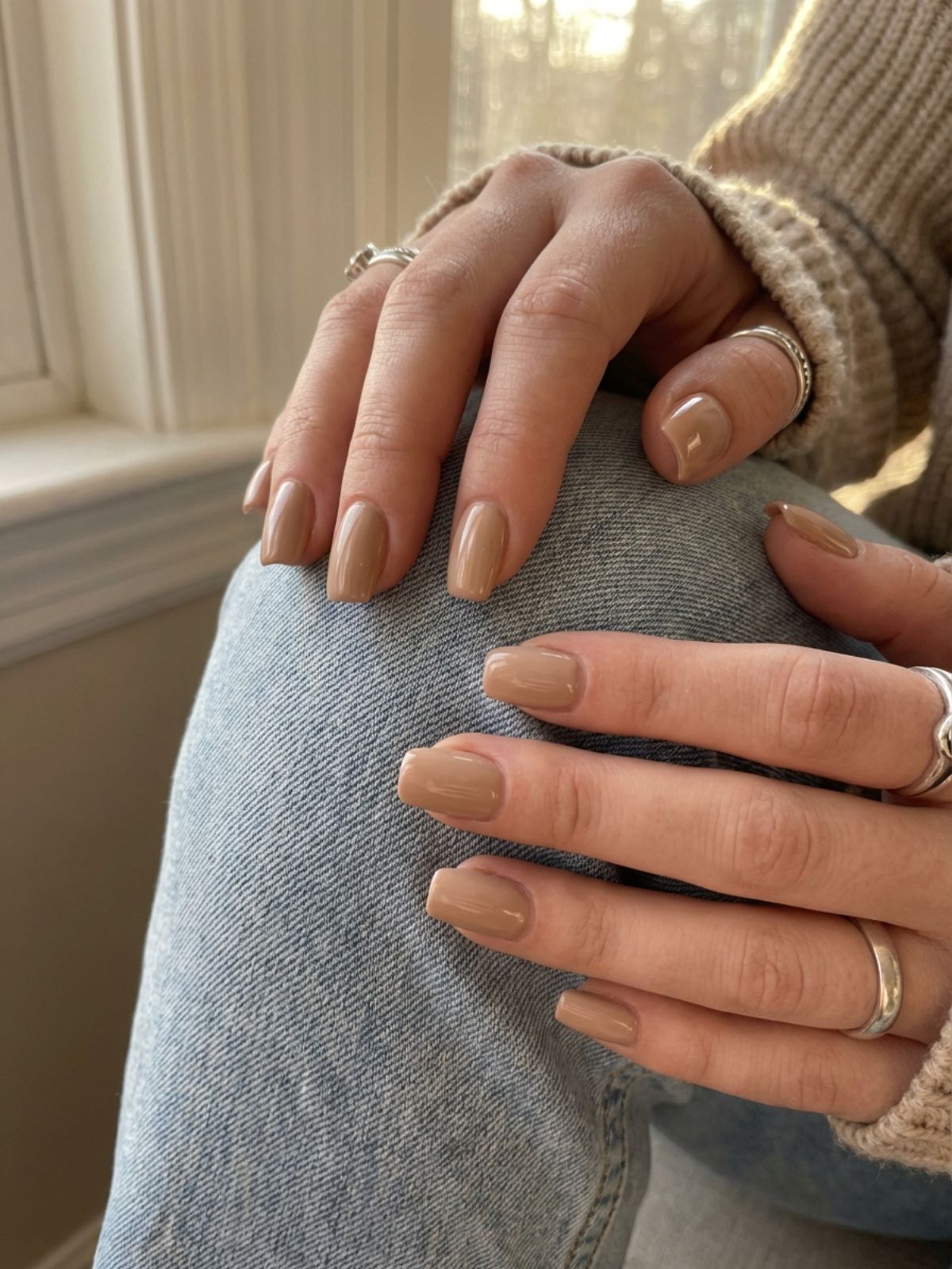 Elegant Minimal Nails for Professionals - creamy latte beige on a squoval shape is the perfect office-ready look.