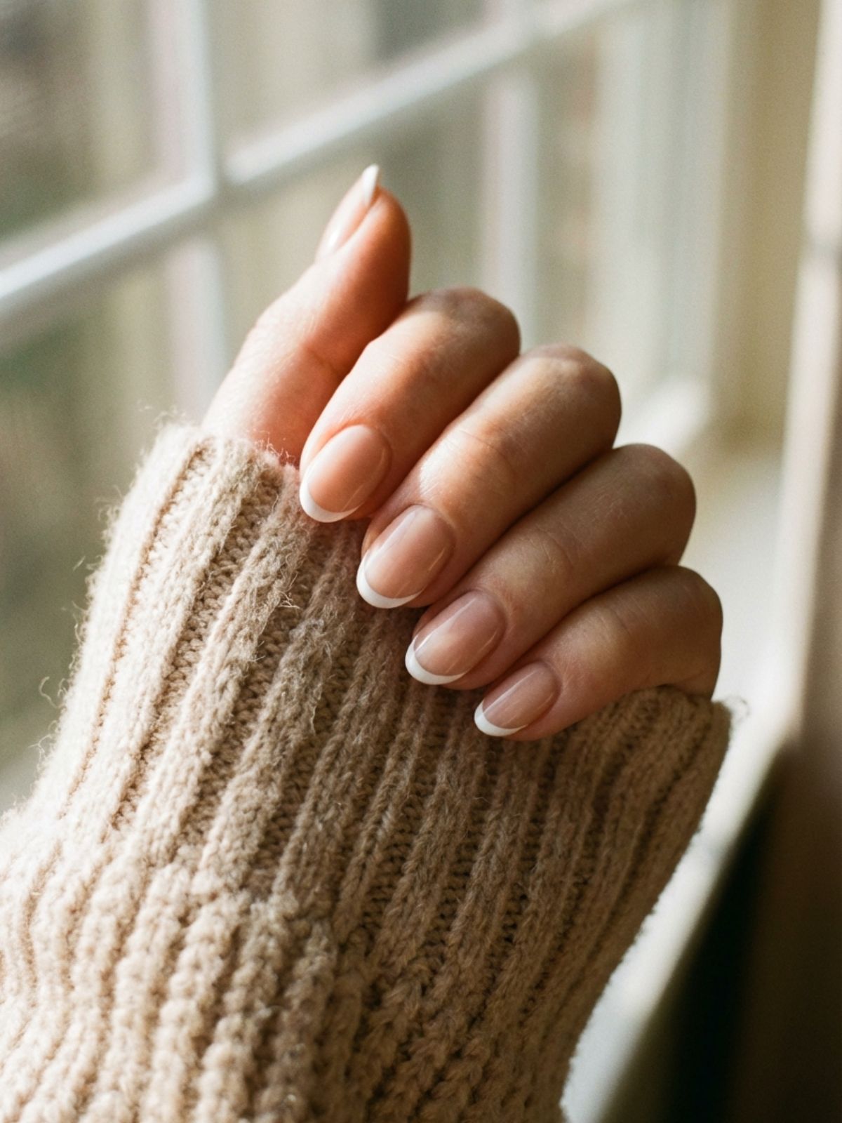 classic-oval-nude-french-nails Minimal French Press-On Nails Review - Short oval shapes offer a timeless, elongating look perfect for everyday wear.
