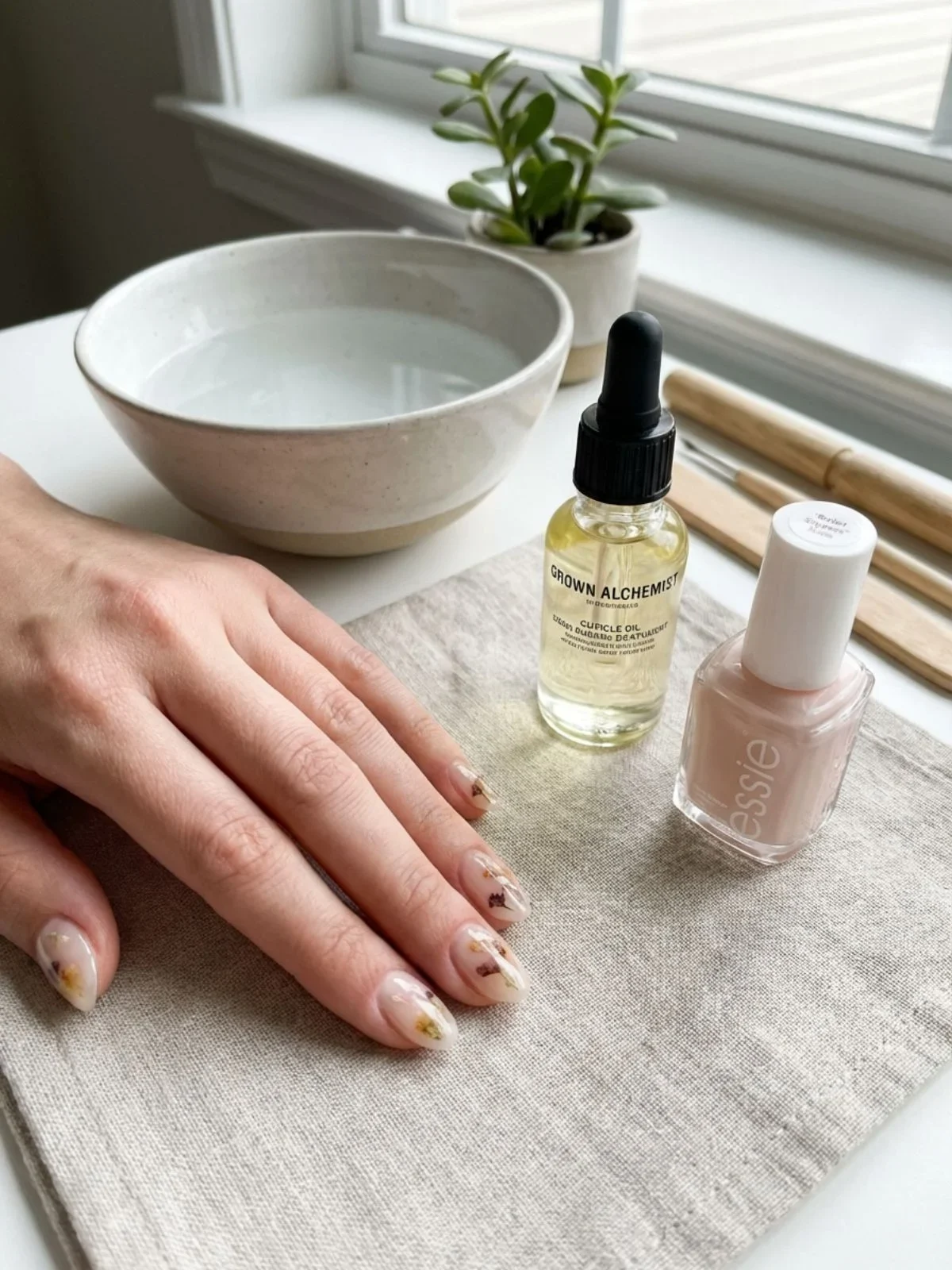 Clean Girl Nail Aesthetic Ideas - Essential tools and polish colors for achieving the trending soap nail look.