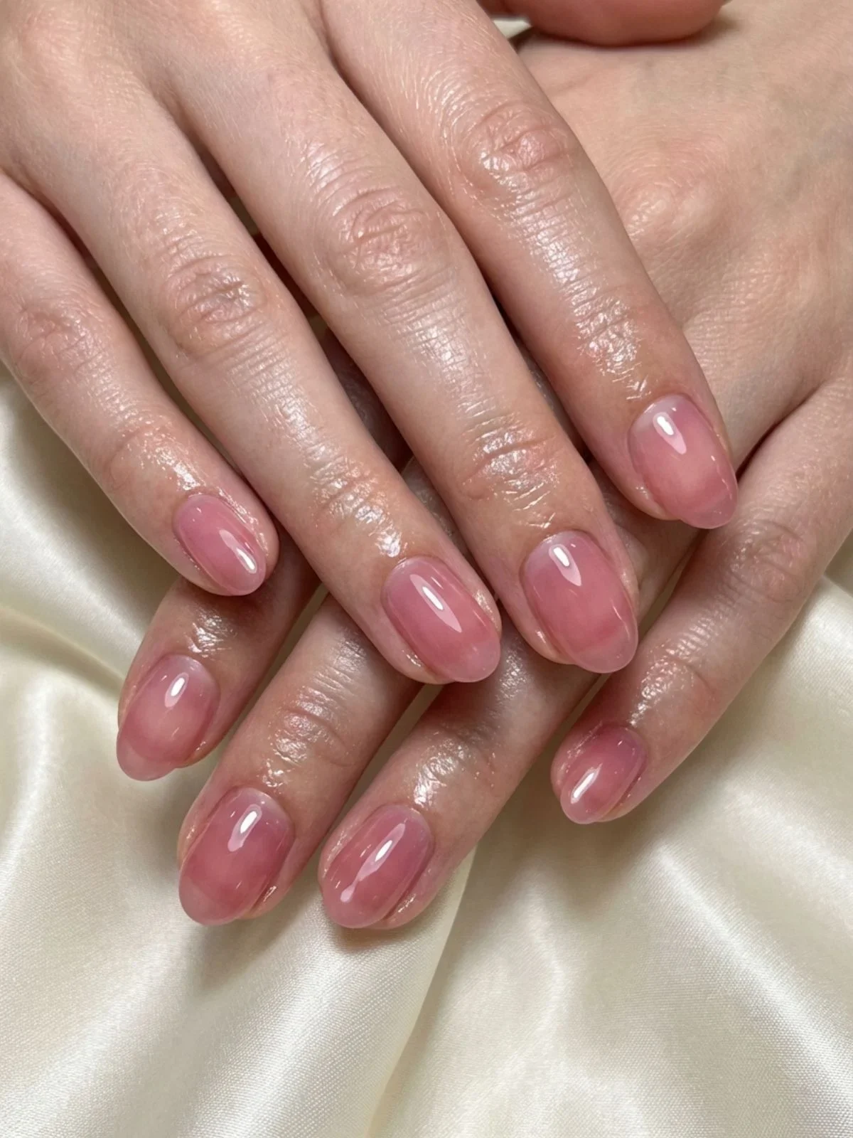 Clean Girl Nail Aesthetic Ideas - Lip gloss nails offer a plump, jelly-like finish that defines the clean girl aesthetic.