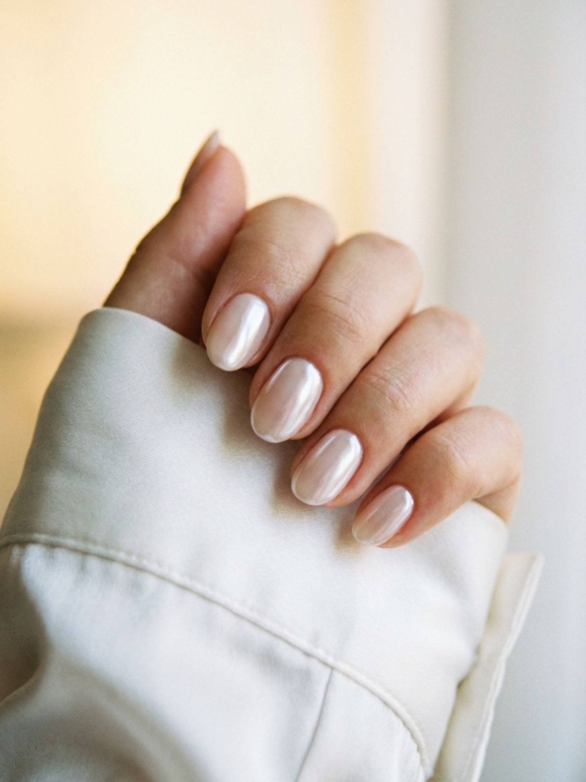 Minimal Nails That Match Any Outfit - A pearlescent chrome finish catches the light, making your manicure a subtle accessory.