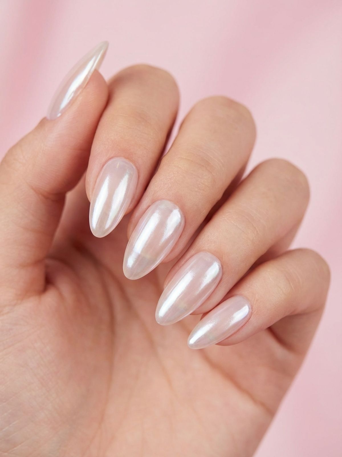 Natural Nail Designs for Work - A soft chrome finish adds dimension without distraction, a perfect example of how natural nail designs work for creative offices.