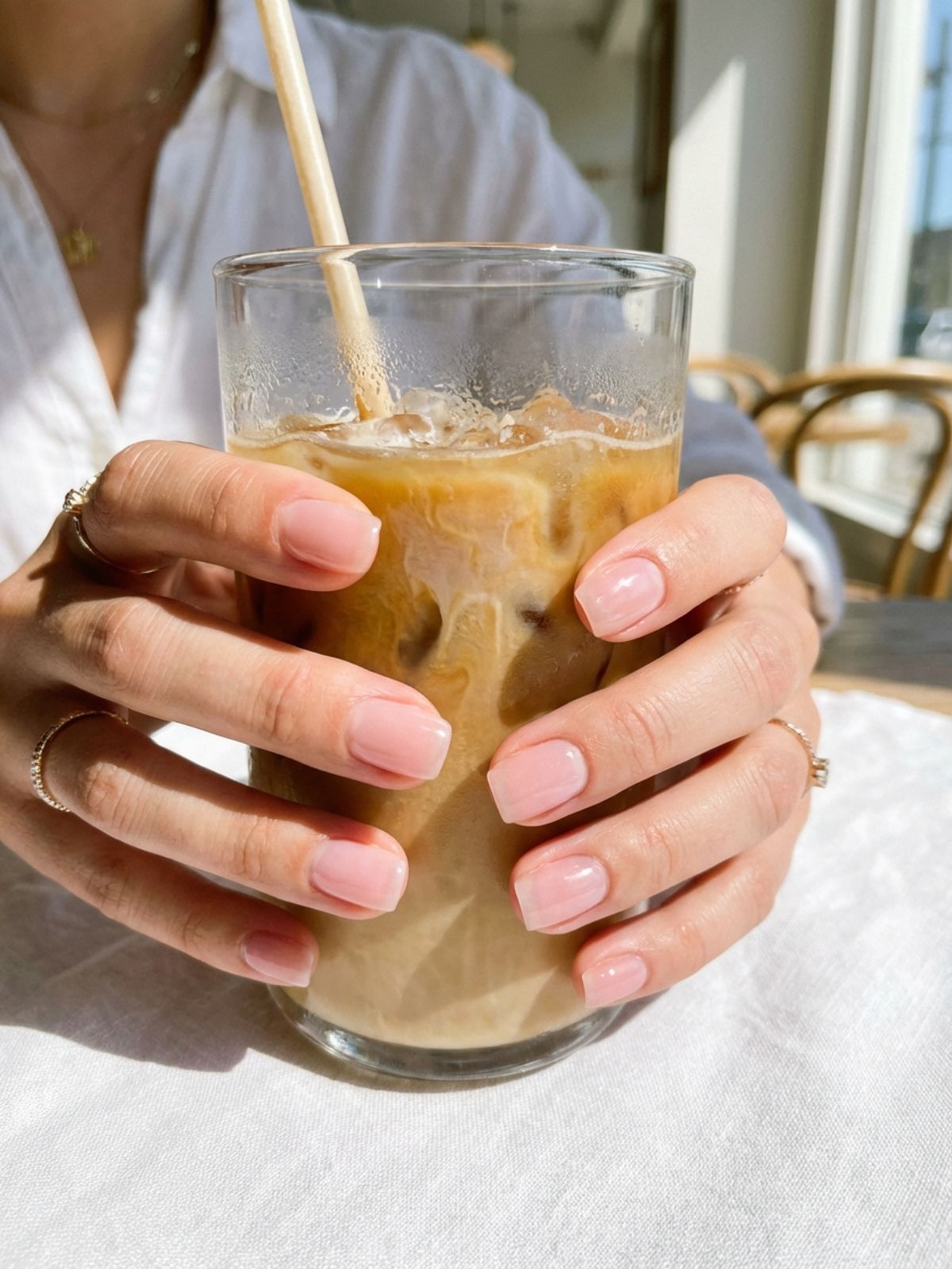 Minimal Nails for Summer Office Looks - Glossy soap nails are a staple for a clean, minimal office look.