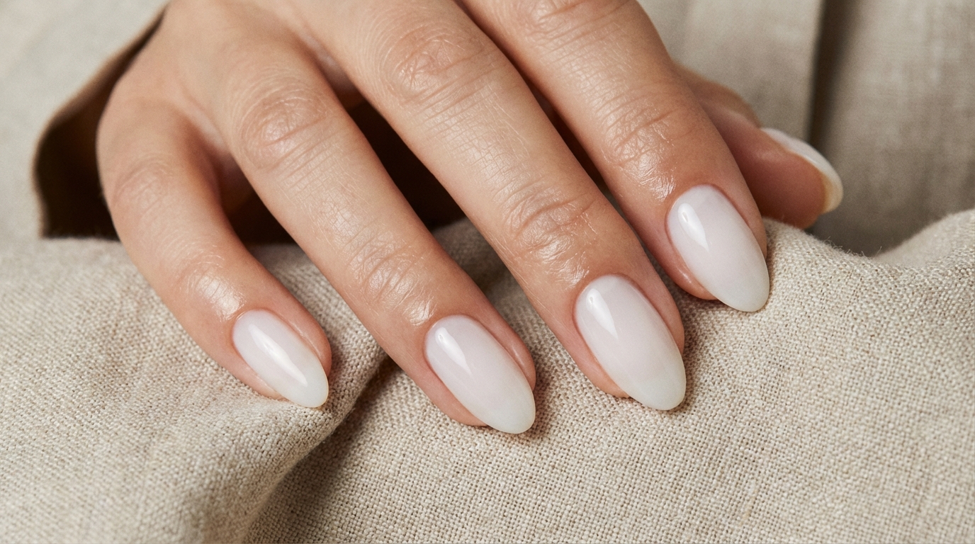 How Often Should You Wear Press-On Nails - Milky white press-on nails with a sheer, gel-like finish offer a clean, minimalist aesthetic suitable for daily wear.