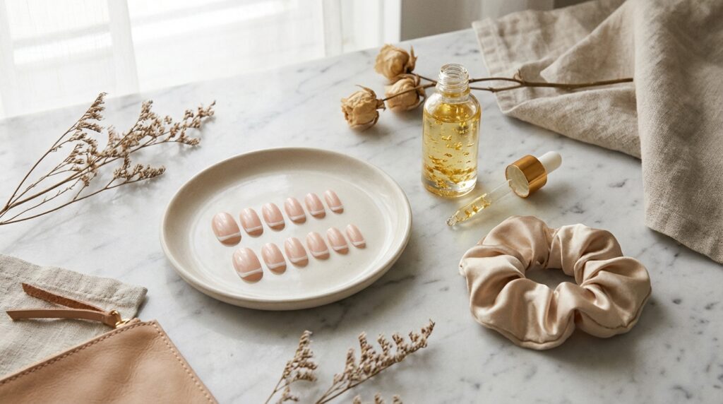 Press-On Nails That Don’t Damage Nails - A curated selection of damage-free press-on nails and cuticle care essentials for a minimal manicure.