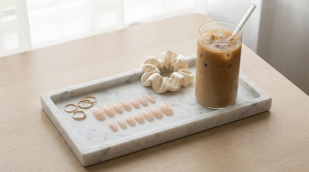 Reusable Press-On Nails Minimal Style - Elevate your daily routine with reusable press-ons that blend seamlessly with a curated, minimalist lifestyle.