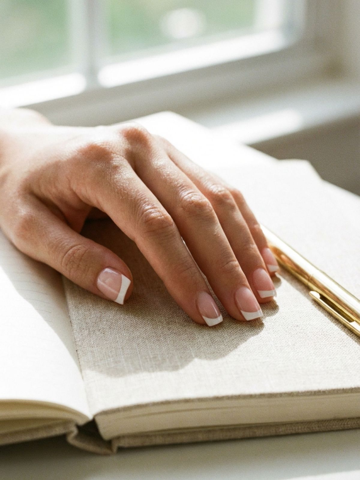 Best Press-On Nails for Office - The modern French manicure features a subtle smile line and a warm nude base.
