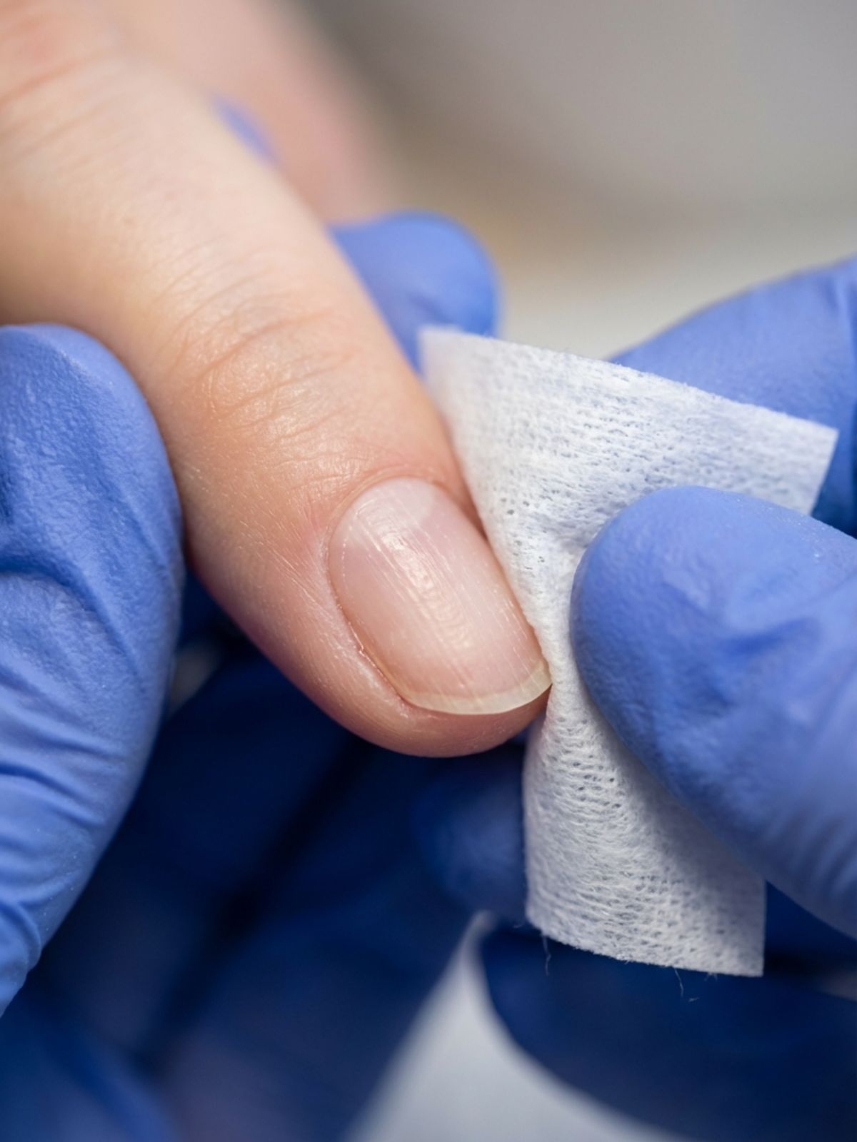 prepping-nails-alcohol-wipe-cleansing Common Mistakes When Using Press-On Nails - Dehydrating the nail plate with alcohol is the secret to preventing premature lifting.