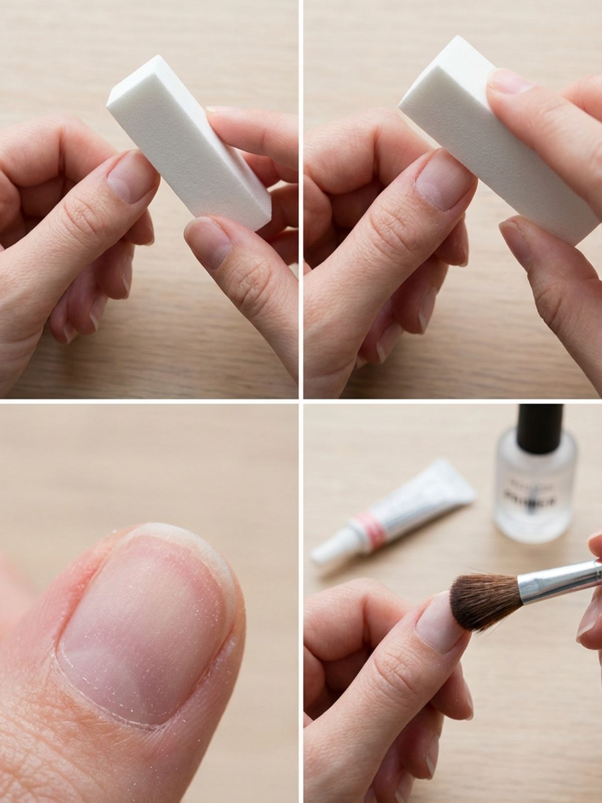 prepping-nails-for-press-ons How to Store Press-On Nails - Lightly buffing the natural nail plate creates the necessary texture for a long-lasting adhesive bond.