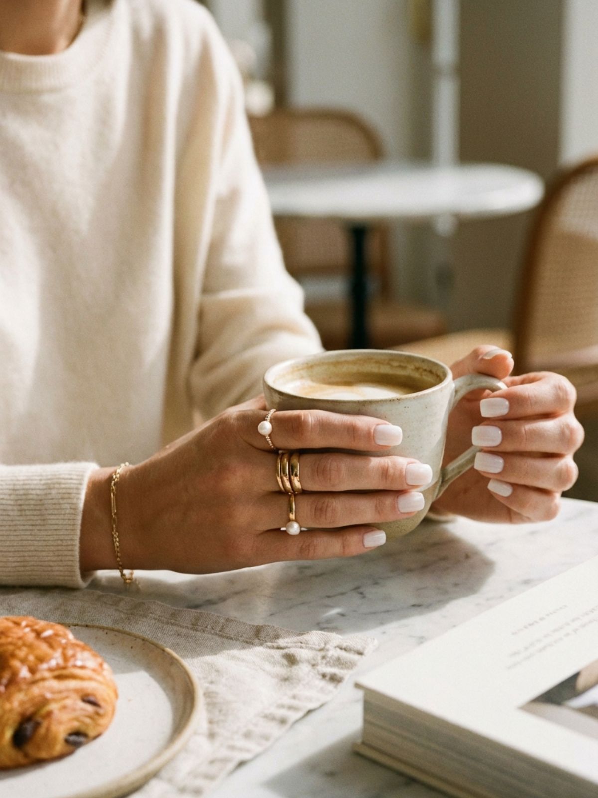 short-square-milky-nails-lifestyle How to Store Press-On Nails - A well-applied set of press-ons provides a clean, polished look that elevates everyday style.