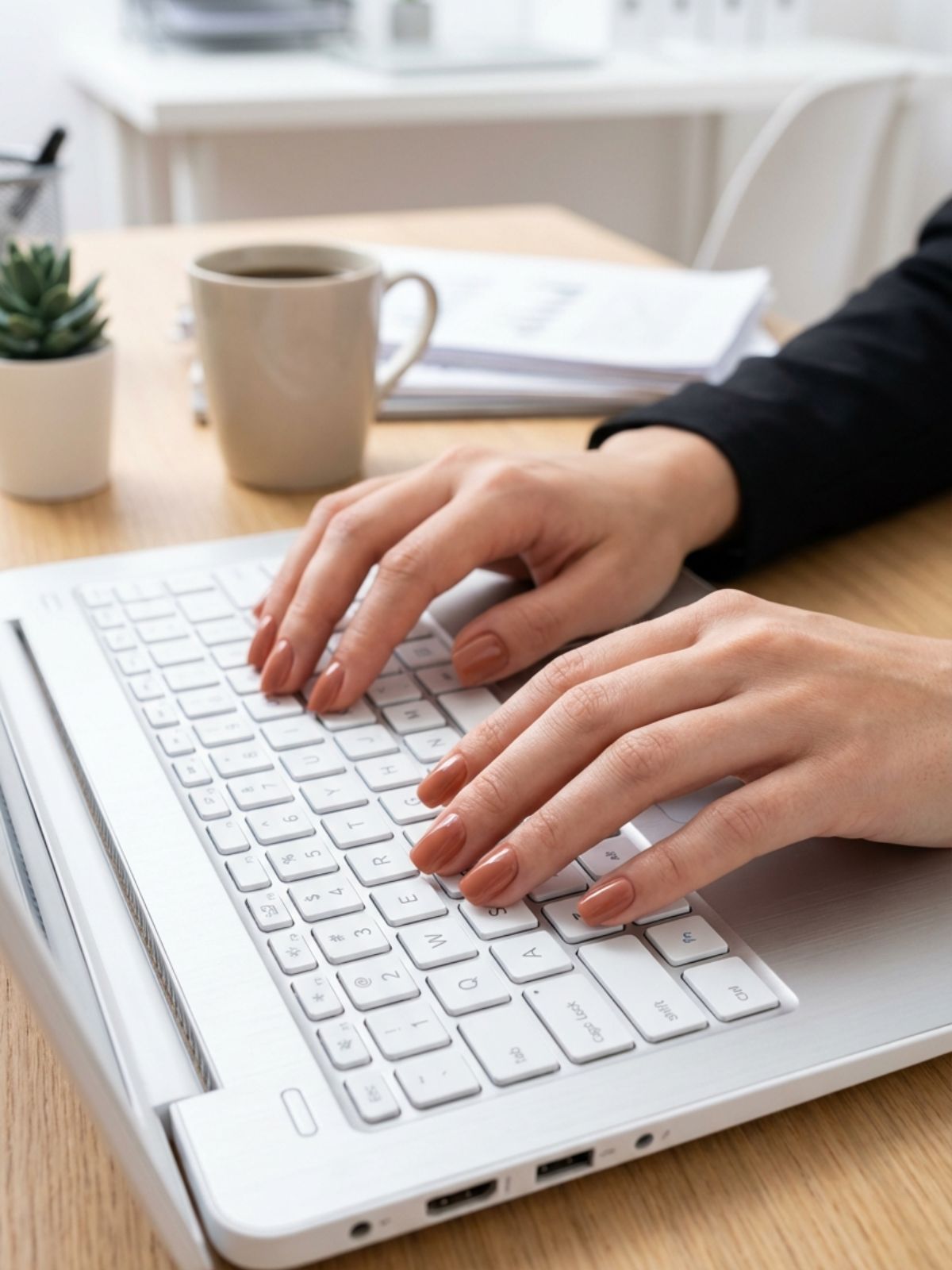 Short Square Nude Nails For Office Affordable Minimal Press-On Nails - Soft gel press-ons in a short square shape are durable enough for daily typing.