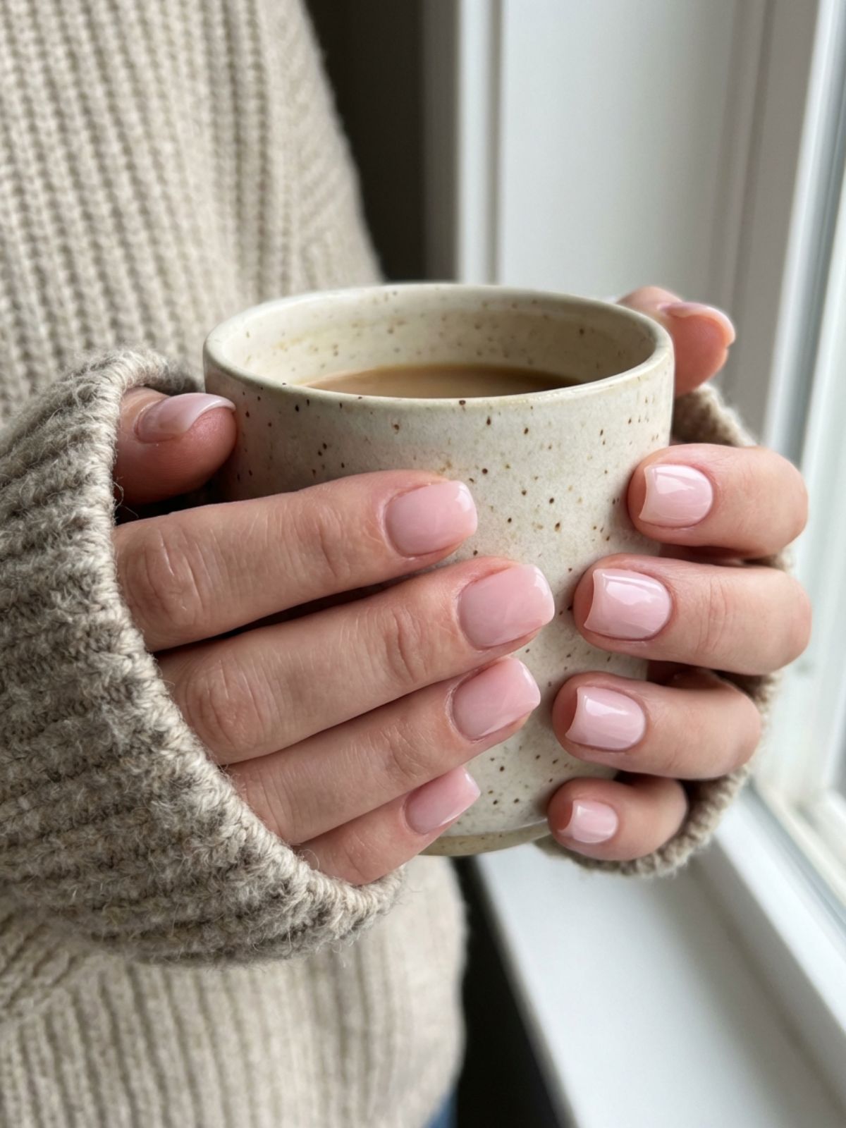 Short squoval nails with a milky pink BIAB finish for a cozy, clean look. Soft Pink Minimal Nail Ideas - Short squoval nails with a milky pink BIAB finish for a cozy, clean look.