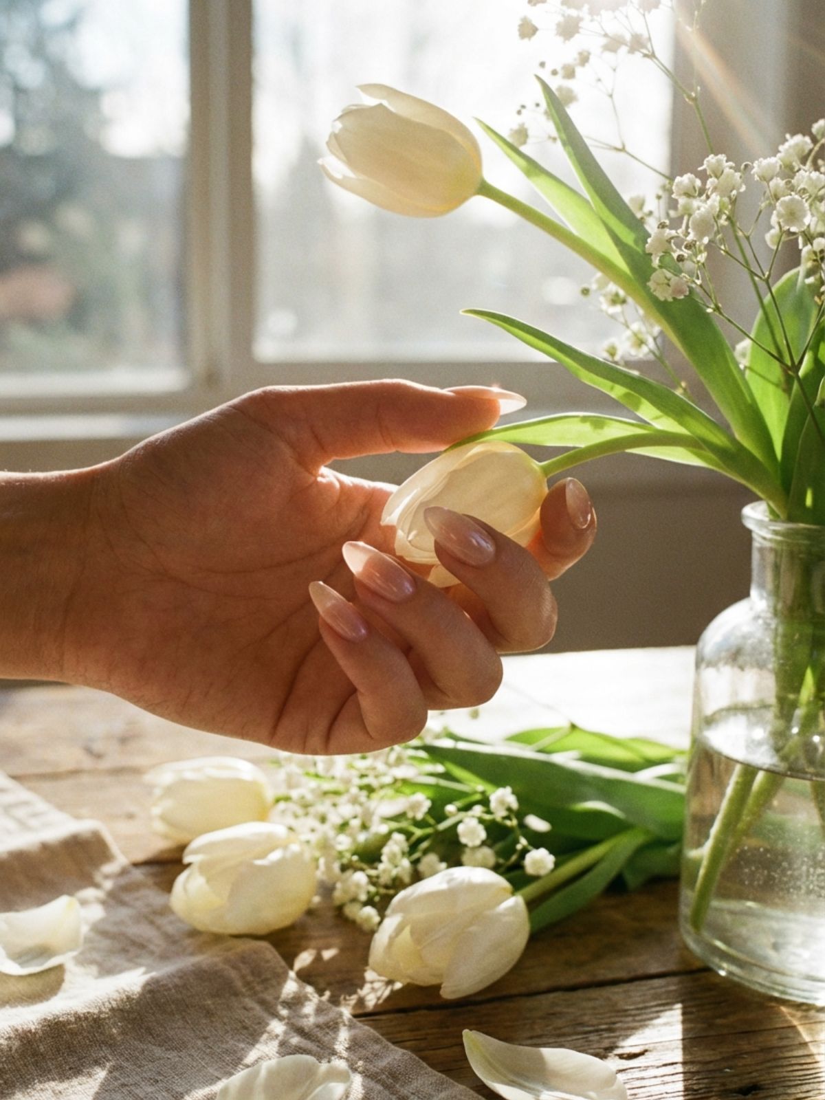 soft-gel-almond-french-nails Minimal French Press-On Nails Review - Almond-shaped soft gel tips create a slender, elegant silhouette for the hands.