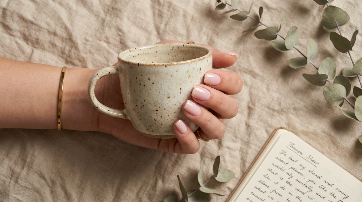 Minimal Nails for Busy Women - The ultimate minimal nails busy women love: glossy, sheer, and perfect for holding your morning coffee.