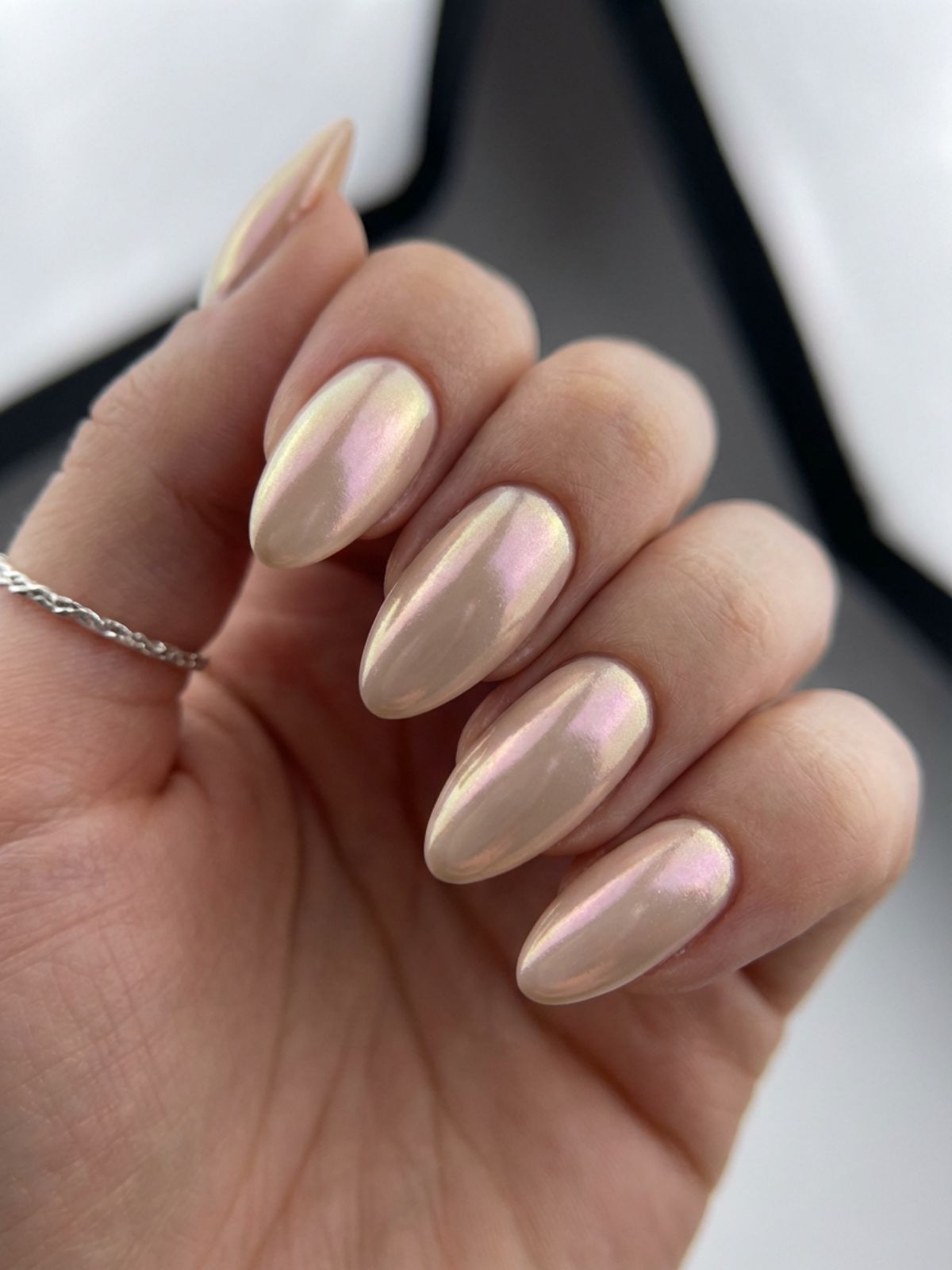 Trendy glazed donut finish applied over a warm beige milky base. Beige and Milky White Nail Ideas - Trendy glazed donut finish applied over a warm beige milky base.