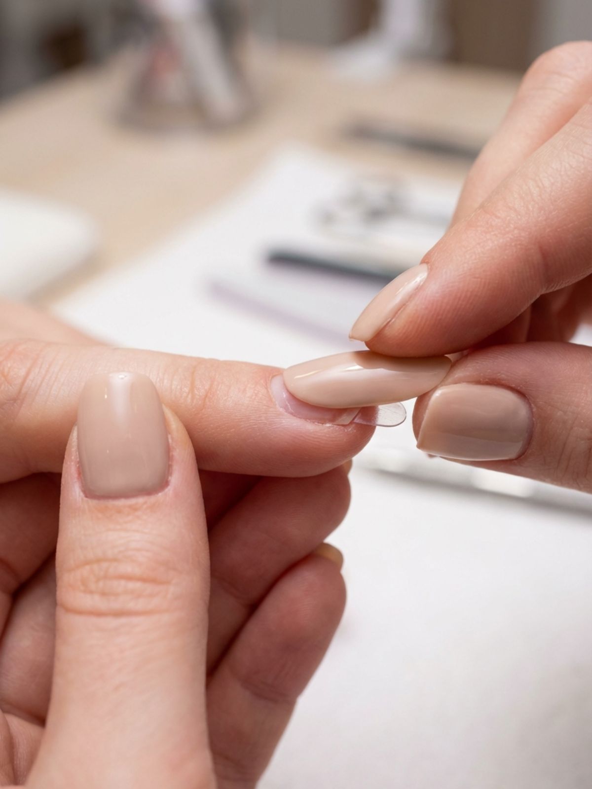 Press-On Nails vs Acrylic Nails - The 45-degree application technique pushes out air bubbles for a vacuum-sealed, long-lasting bond.