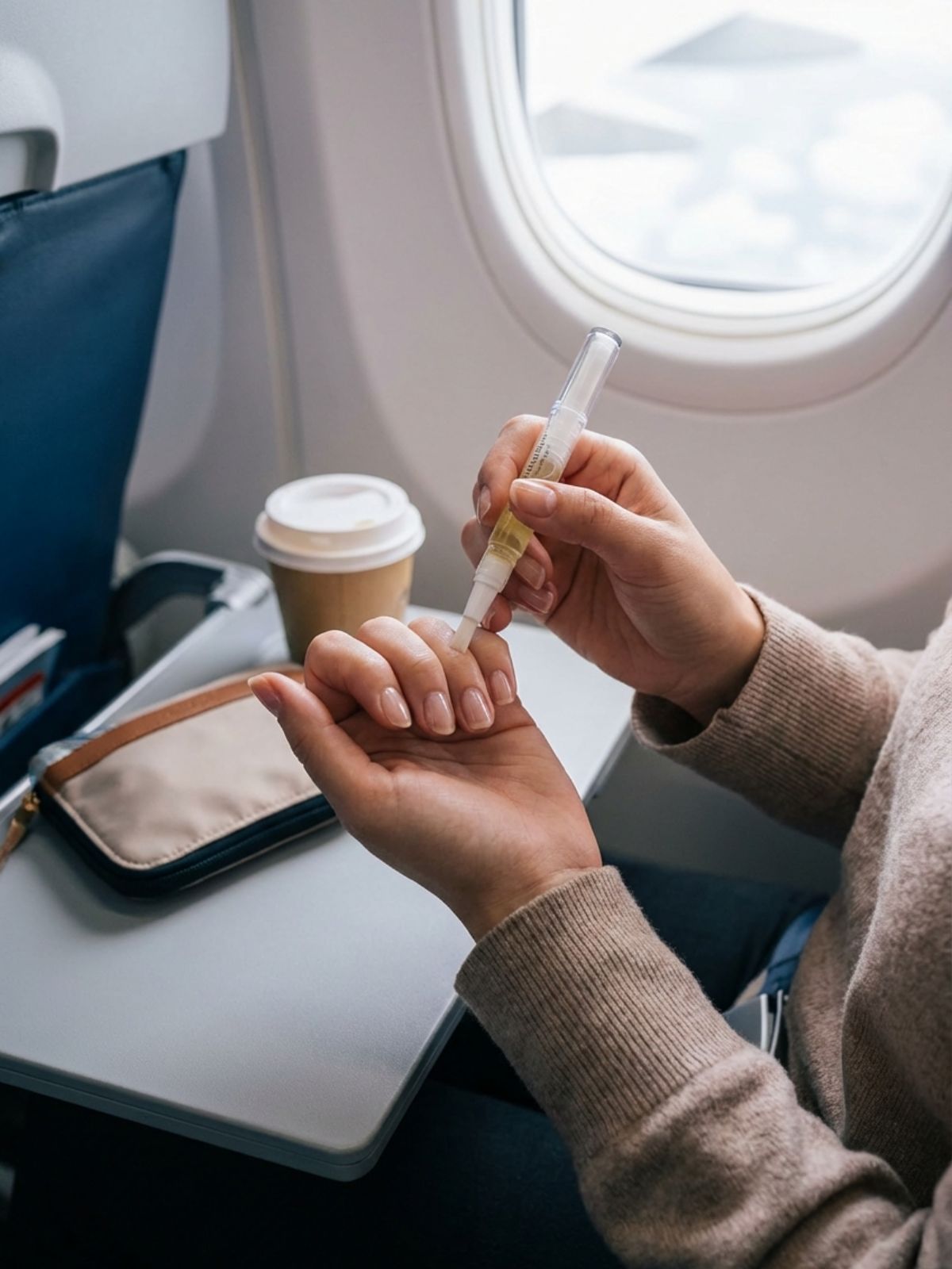 Minimal Nails for Business Trips - Keep a cuticle oil pen in your carry-on to maintain that salon-fresh look while flying.