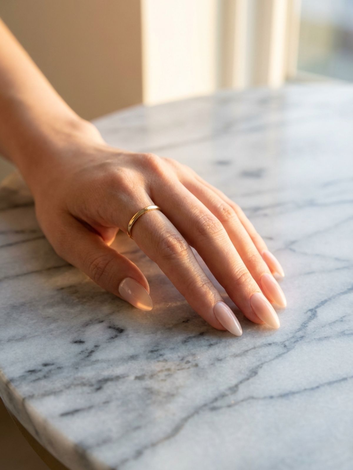 Best Minimal Press-On Nails for Winter - The sheer gradient of Glamnetic's In The Nude offers a polished, barely-there look.