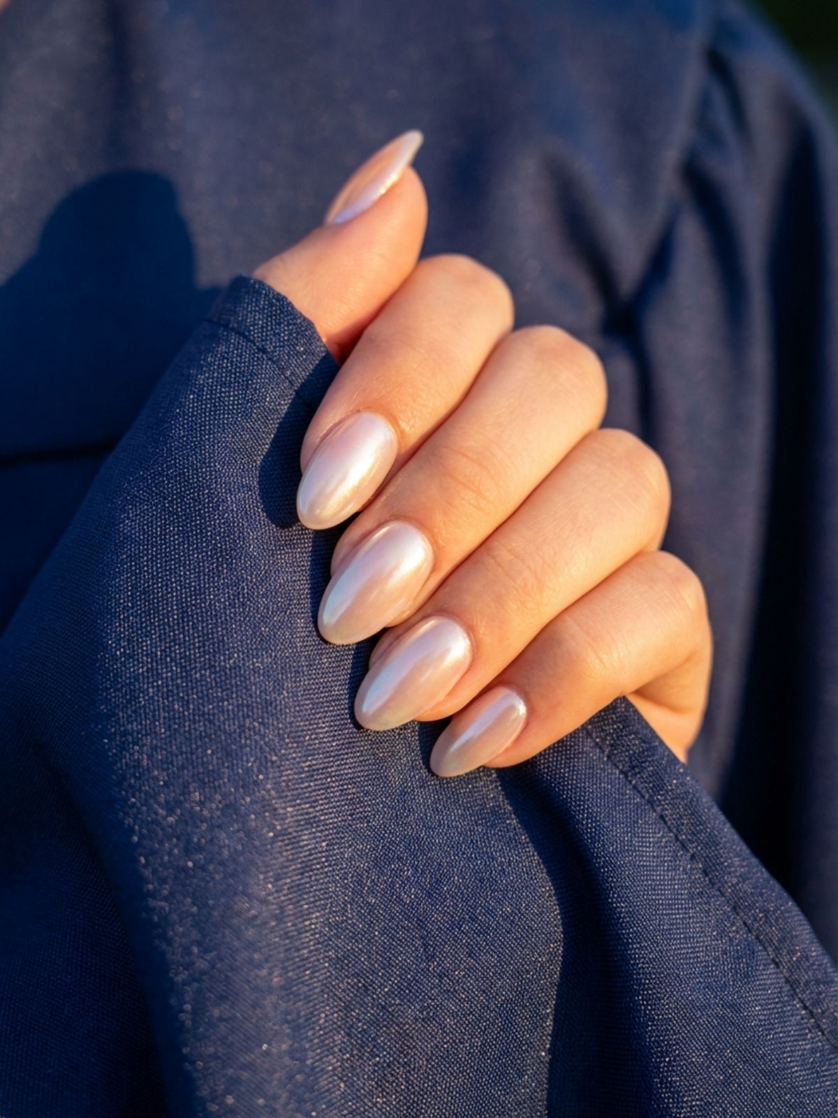 Minimal Nails for Graduation - Catch the stage lights with a soft, pearlescent chrome finish.