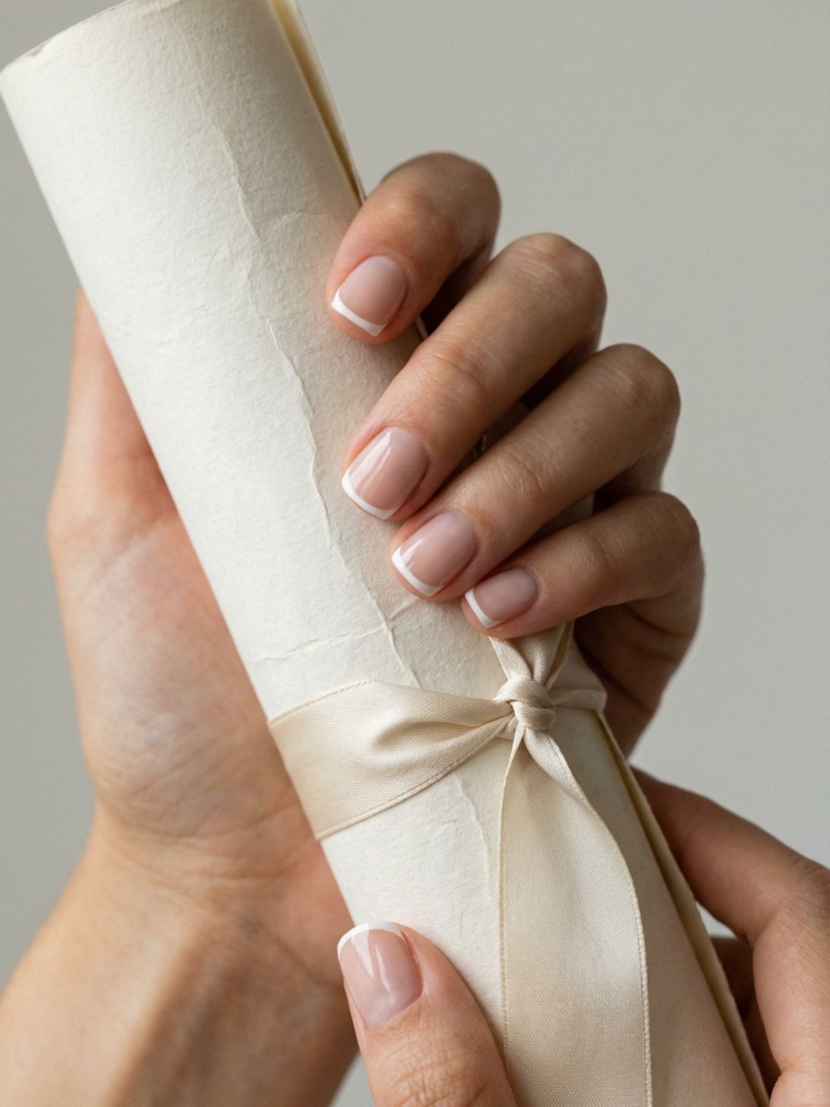 Minimal Nails for Graduation - Micro-French tips offer a modern, barely-there twist on the traditional French manicure.