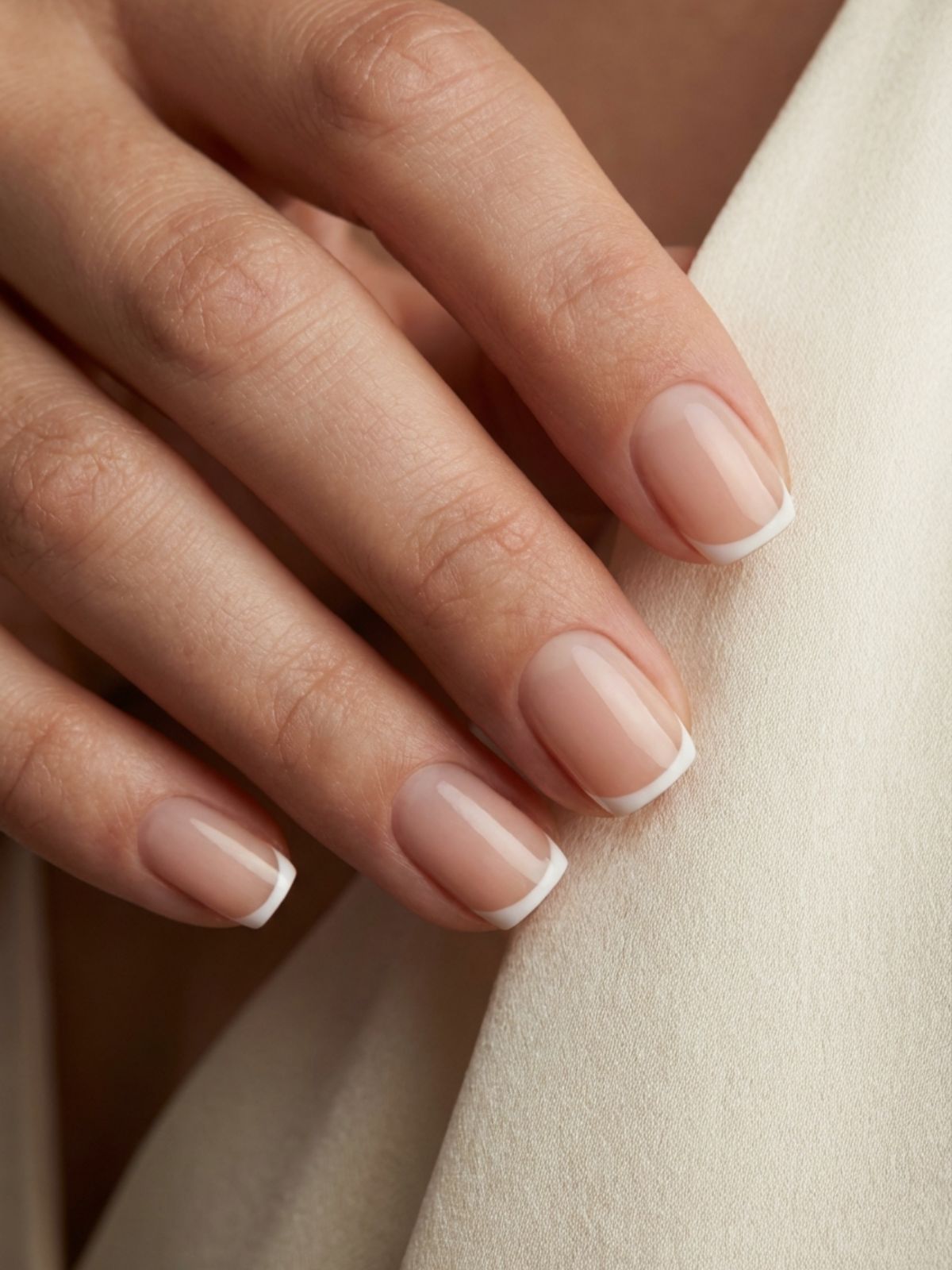 Minimal Nails for Bridesmaids - A micro-French tip adds a subtle, modern edge to short nails.