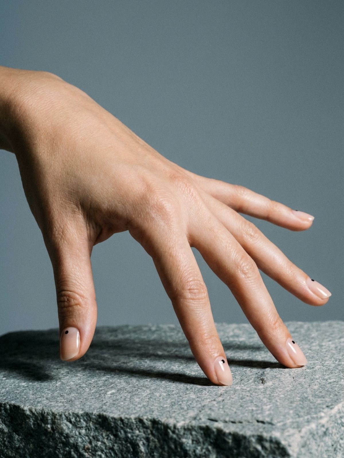 minimal dot nail art nude Minimal Nails That Look Good on Camera - A single dot accent creates a striking focal point without cluttering the design.