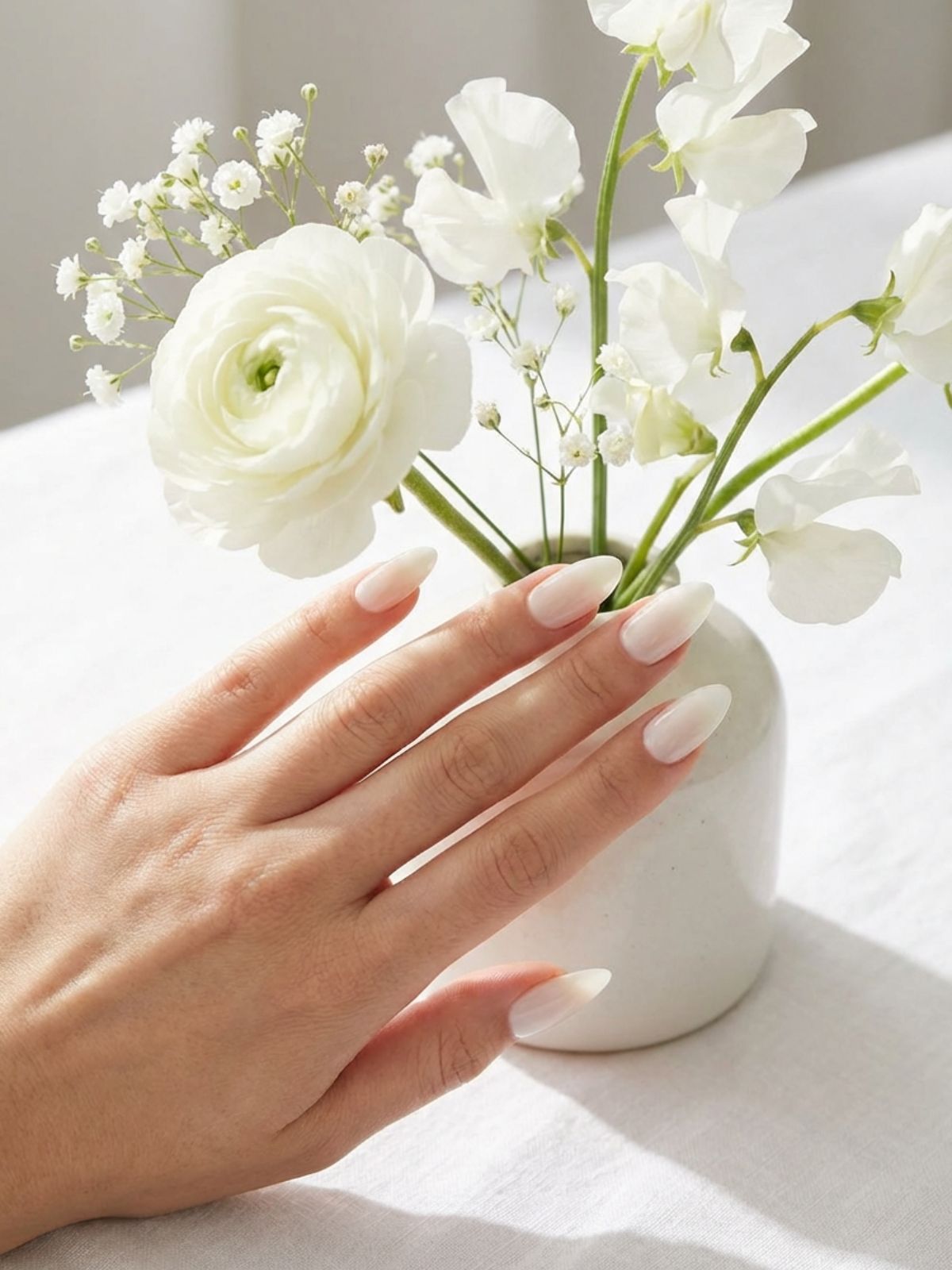 Best Minimal Press-On Nails for Winter - The ultimate clean-girl staple: creamy, milky almond nails.