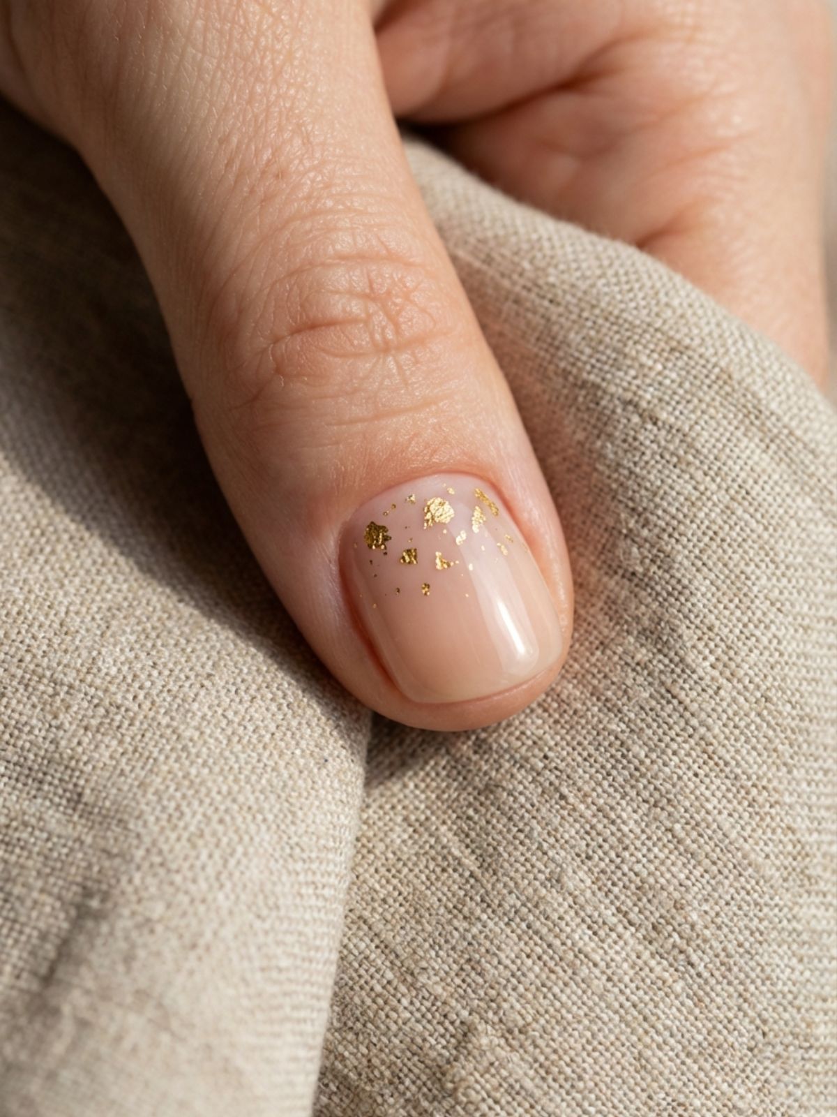 Minimal Nails for Graduation - Add a touch of celebration with delicate, encapsulated gold foil flakes.