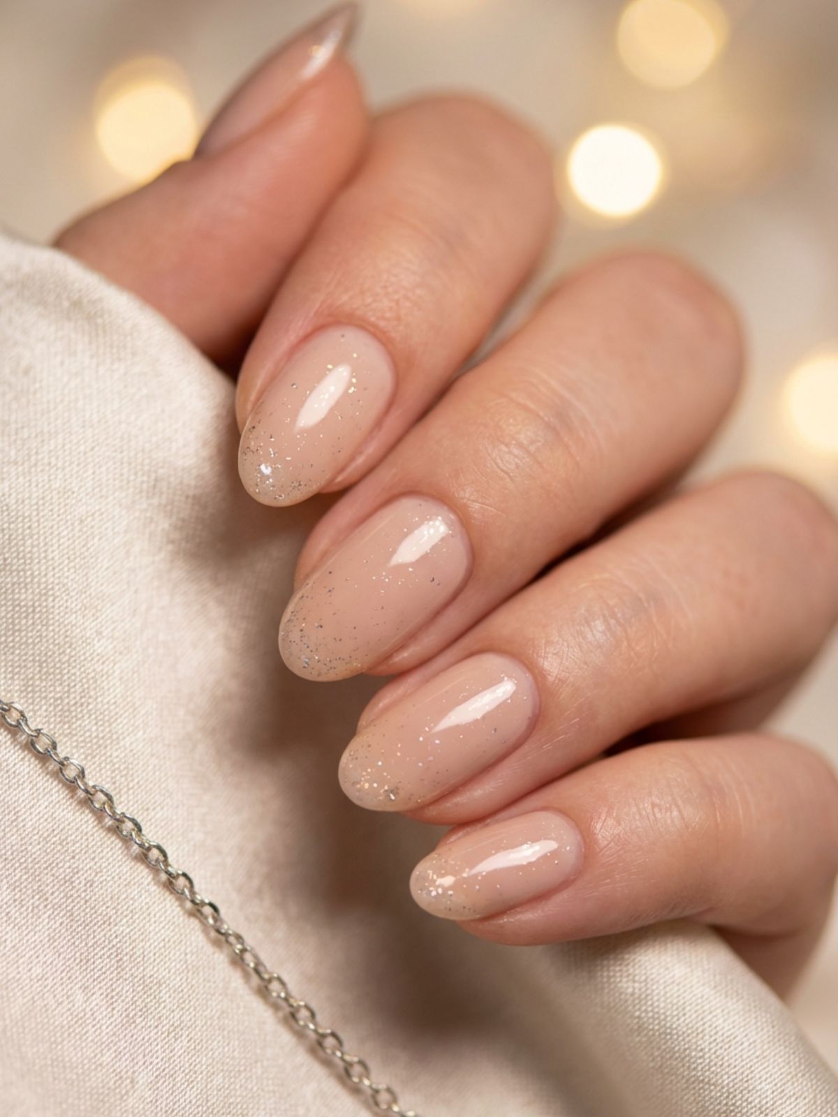 Minimal Nails for Date Night - Invisible shimmer adds a tiny hint of sparkle that catches the light beautifully during a dinner date.