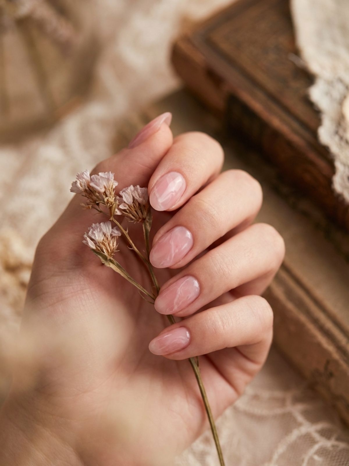 Minimal Nails for Content Creators - Soft pink layers mimic the depth of rose quartz for a romantic vibe.
