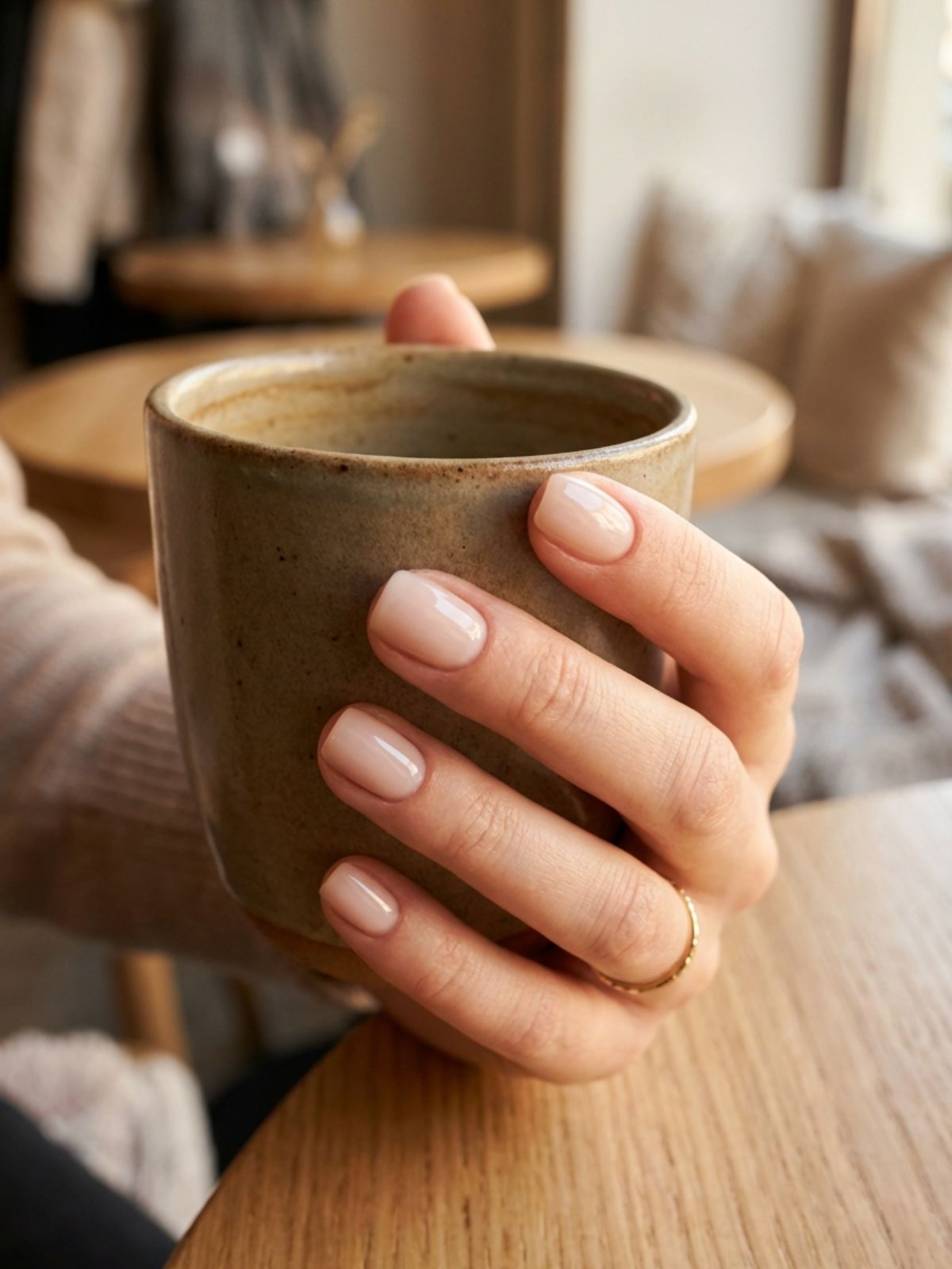 Press-On Nails for Travel and Vacation - The sheer milky oat look is a versatile staple for any travel wardrobe.