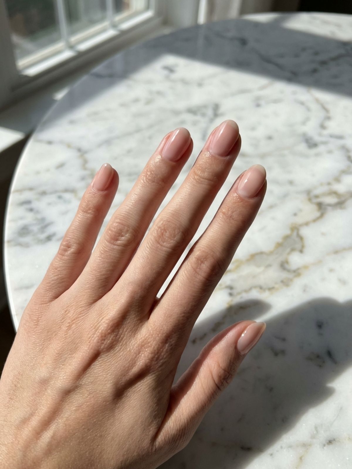 sheer pink natural nails glossy Minimal Nails That Look Good on Camera - The ultimate 'your nails but better' sheer pink for a polished, professional look.