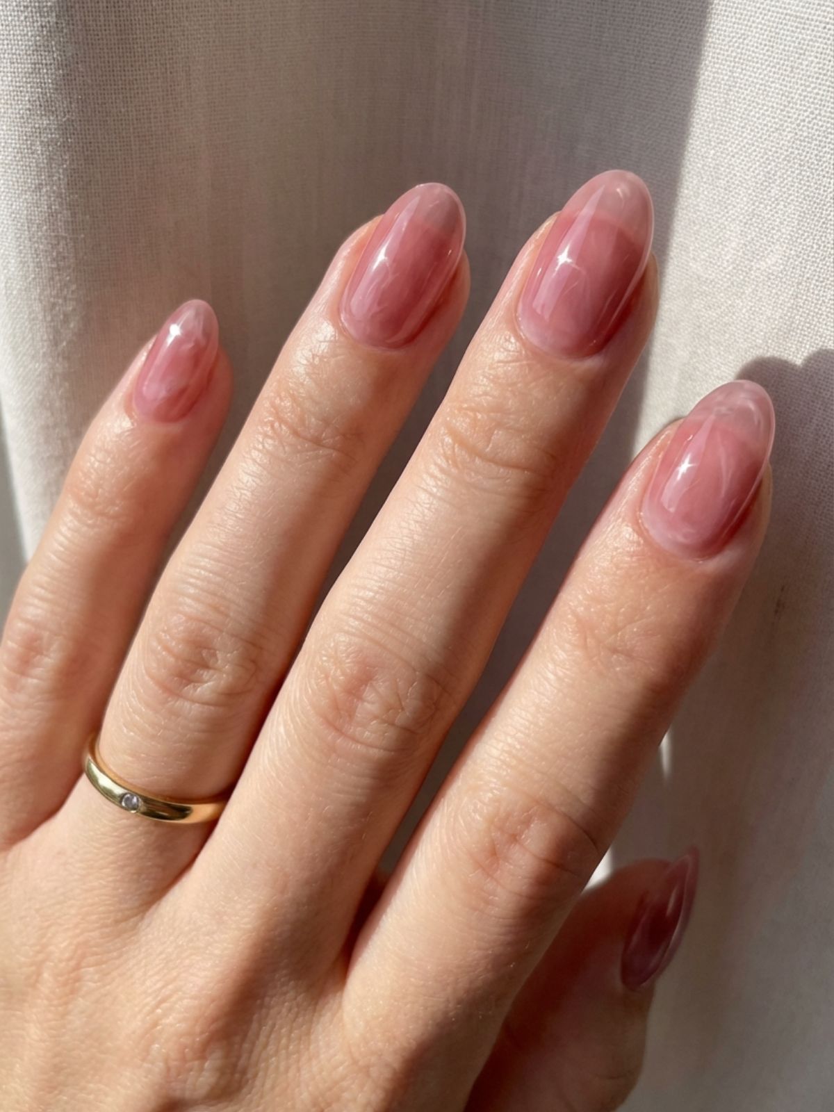 Minimal Nails for Bridesmaids - Sheer rose quartz nails give a healthy, natural flush to the hands.