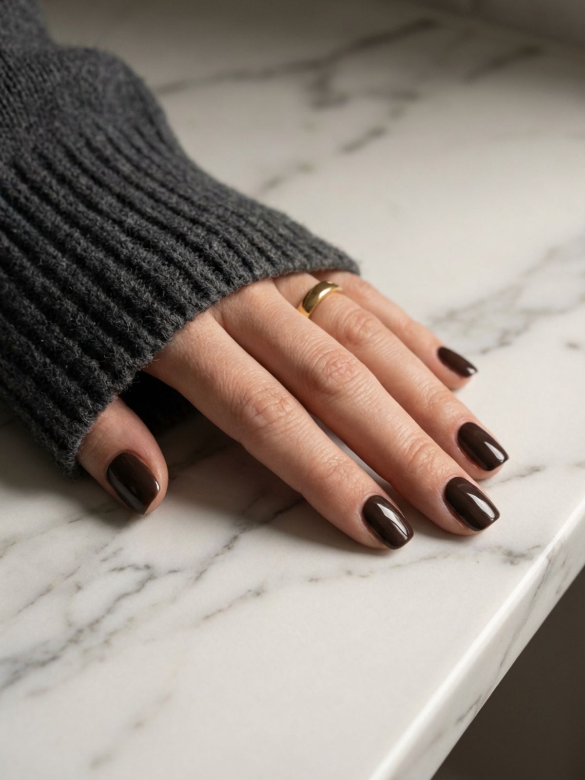 short dark nails minimal style Minimal Nails for Everyday Casual Outfits - Short, dark nails create a chic contrast that remains minimalist and polished.