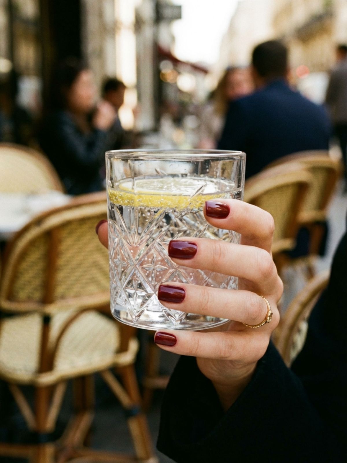 Press-On Nails for Travel and Vacation - Short squoval bordeaux nails are durable and hide regrowth perfectly during long trips.
