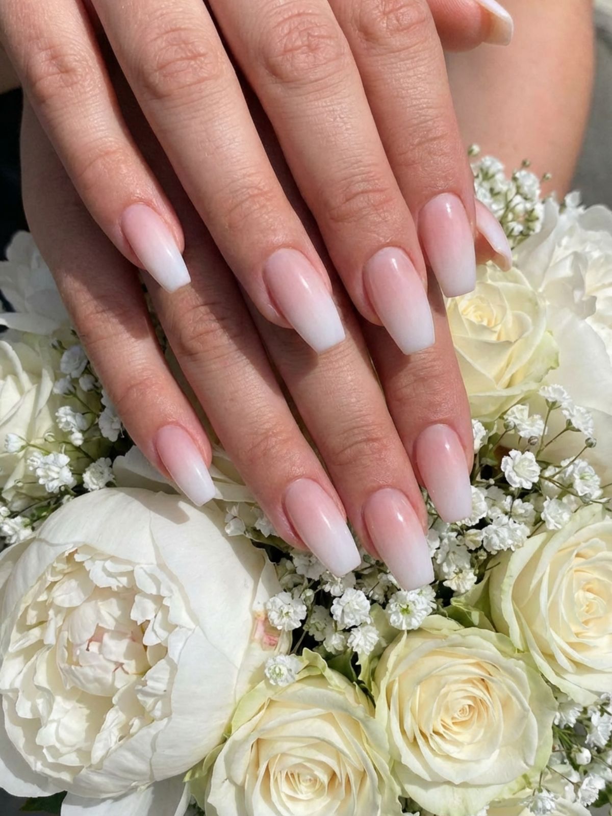 Minimal Nails for Bridesmaids - A soft beige ombre fades seamlessly for a timeless bridal party look.